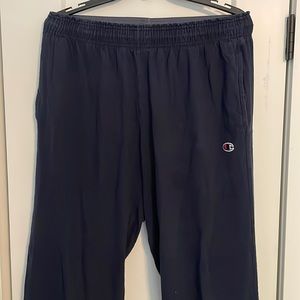 Men’s Large Champion Logo Navy Athletic Joggers Stretch Pockets Gym Acti…